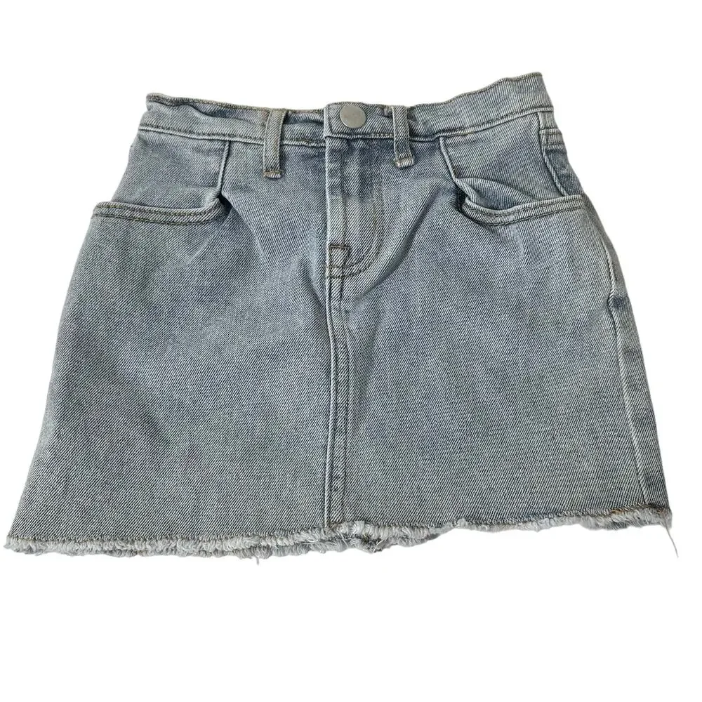 Gianni Bini Girls Raw Hem‎ Stretchy Mini Denim Light Wash Skirt Size 5